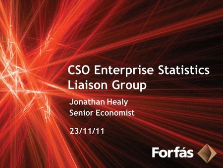 CSO Enterprise Statistics Liaison Group Jonathan Healy Senior Economist 23/11/11.