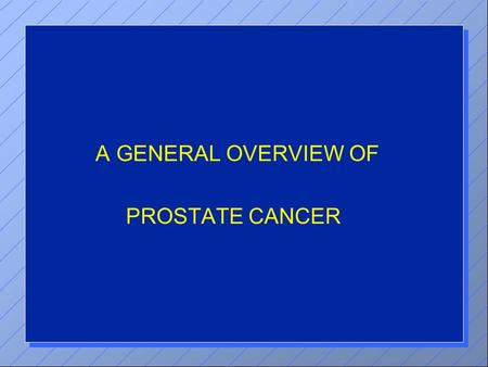 A GENERAL OVERVIEW OF PROSTATE CANCER. PROSTATE CANCER 101 SPONSORED BY THE CALIFORNIA STATE PROSTATE CANCER COALITION AND THE NATIONAL ALLIANCE OF STATE.