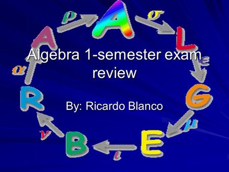 Algebra 1-semester exam review By: Ricardo Blanco.