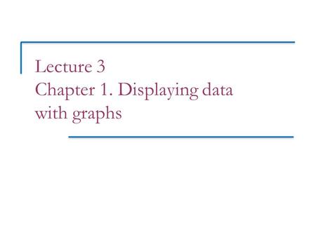 Lecture 3 Chapter 1. Displaying data with graphs.
