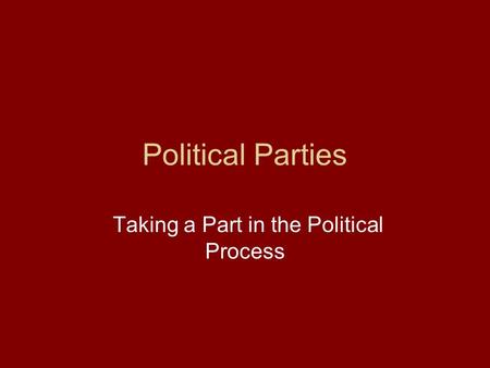 Political Parties Taking a Part in the Political Process.