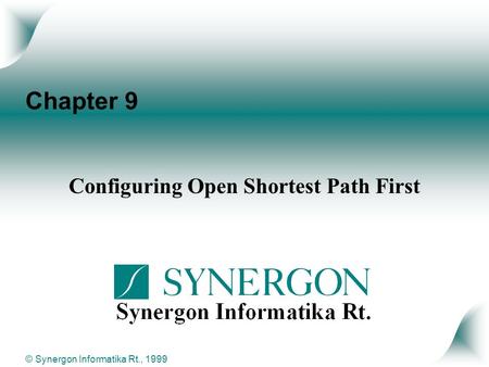 © Synergon Informatika Rt., 1999 Chapter 9 Configuring Open Shortest Path First.