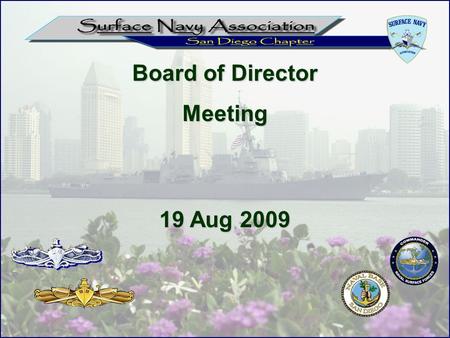 19 Aug 2009 Board of Director Meeting. AGENDA  Call To Order  Reports Treasurer’s Report Membership Report  Old Business  New Business  Annual Plan.