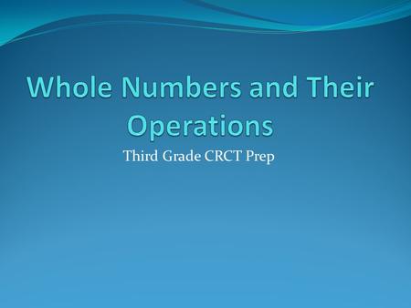 Third Grade CRCT Prep. What are whole numbers? The digits 0, 1, 2, 3, 4, 5, 6, 7, 8, 9 are used to write whole numbers. Whole numbers can be expressed.