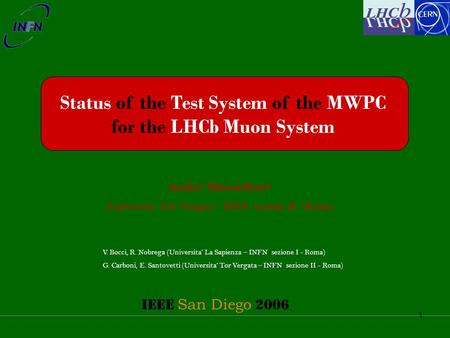 1 Status of the Test System of the MWPC for the LHCb Muon System Andre’ Massafferri (Universita’ Tor Vergata – INFN sezione II - Roma) V. Bocci, R. Nobrega.