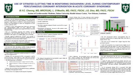 USE OF CITRATED CLOTTING TIME IN MONITORING ENOXAPARIN LEVEL DURING CONTEMPORARY PERCUTANEOUS CORONARY INTERVENTION IN ACUTE CORONARY SYNDROMES B.Y.C.