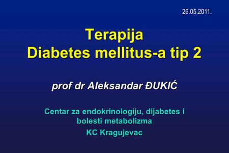 Terapija Diabetes mellitus-a tip 2