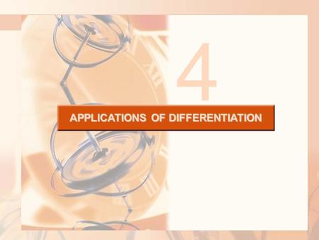 APPLICATIONS OF DIFFERENTIATION 4. Many applications of calculus depend on our ability to deduce facts about a function f from information concerning.