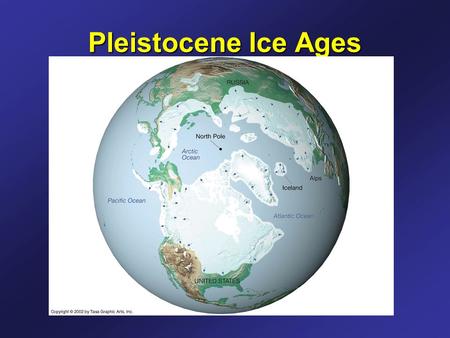 Pleistocene Ice Ages. A Glacial World 21,000 yrs ago.