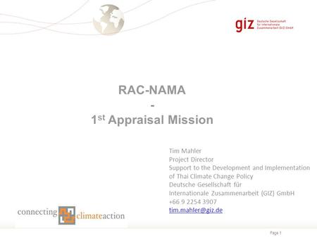 RAC-NAMA - 1st Appraisal Mission