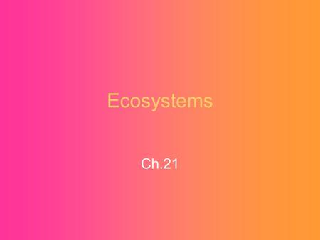 Ecosystems Ch.21.