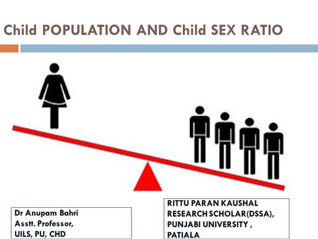 Child POPULATION AND Child SEX RATIO. Child population in India 2  Total population 1,21,05,69,573  Males 62,31,21,843  Females 58,74,47,730  Child.