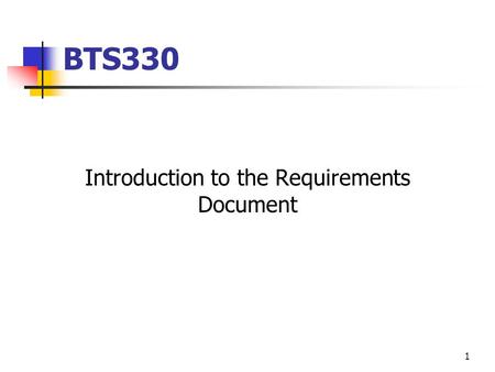Introduction to the Requirements Document