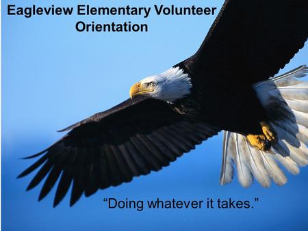 Eagleview Elementary Volunteer Orientation “Doing whatever it takes.”