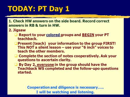 SMP, Periodic Table Notes 20141 1. Check HW answers on the side board. Record correct answers in RB & turn in HW. 2. Jigsaw  Report to your colored groups.