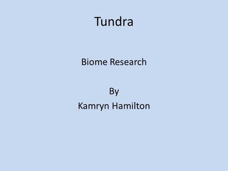 Tundra Biome Research By Kamryn Hamilton. Tundra Geography & Climate Location- near the north pole Description-its very cold and it has permantly frozen.