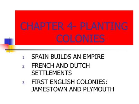 CHAPTER 4- PLANTING COLONIES