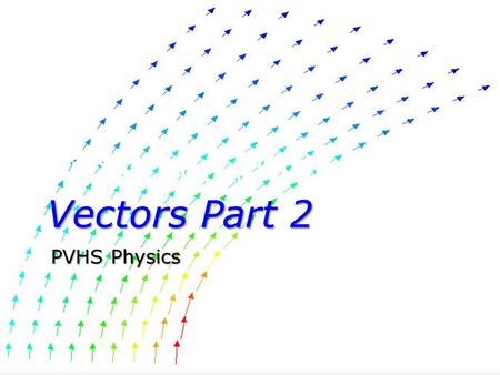 Vectors Part 2 Projectile Motion Vectors Part 2 PVHS Physics.