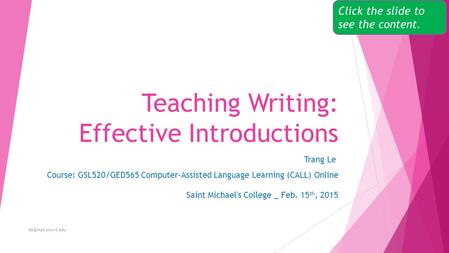 Teaching Writing: Effective Introductions