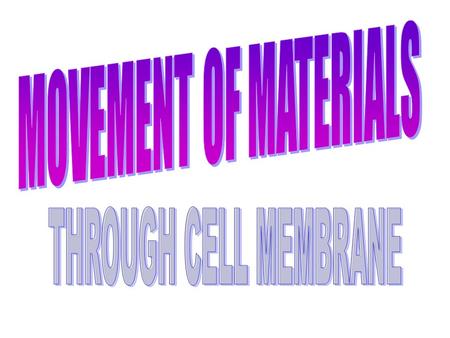 MOVEMENT OF MATERIALS THROUGH CELL MEMBRANE.