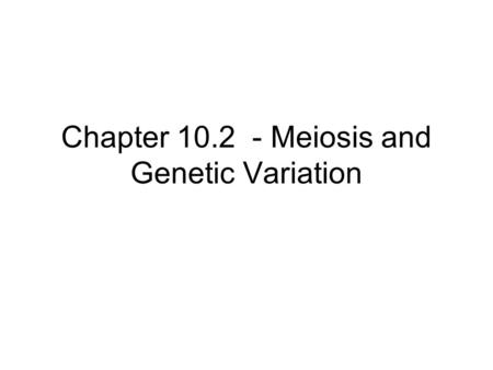 Chapter Meiosis and Genetic Variation