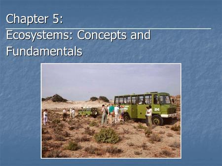 Chapter 5: Ecosystems: Concepts and Fundamentals