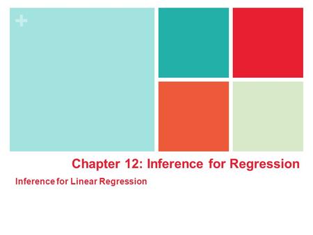 + Chapter 12: Inference for Regression Inference for Linear Regression.
