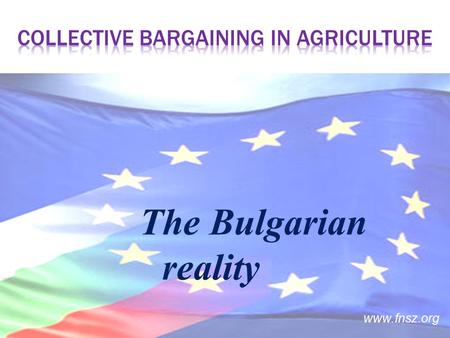 Www.fnsz.org The Bulgarian reality. www.fnsz.org The Bulgarian agriculture Traditional sector; Last 20 years - from a slow decline to a total collapse;