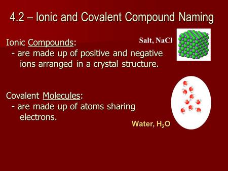4.2 – Ionic and Covalent Compound Naming