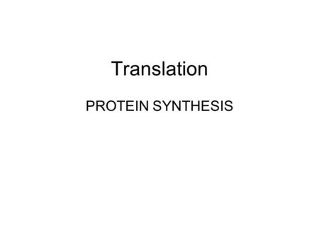 Translation PROTEIN SYNTHESIS. 4 Components used in Translation 1.mRNA- the message to be translated into protein. 2.Amino acids- the building blocks.