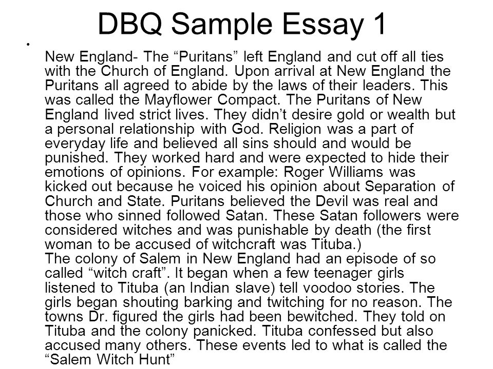 Dbq essay sample
