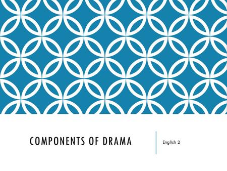 COMPONENTS OF DRAMA English 2. ACT A major unit of a drama, or play. A play may be subdivided into several acts. Many modern plays have one, two, or three.