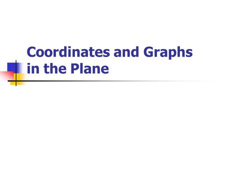 Coordinates and Graphs in the Plane. Coordinate Plane x-axis y-axis origin.
