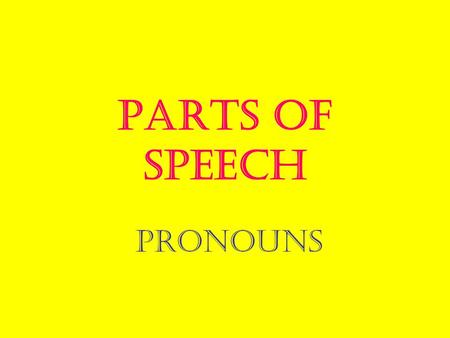 Parts of Speech Pronouns. Pronouns Replace Nouns.