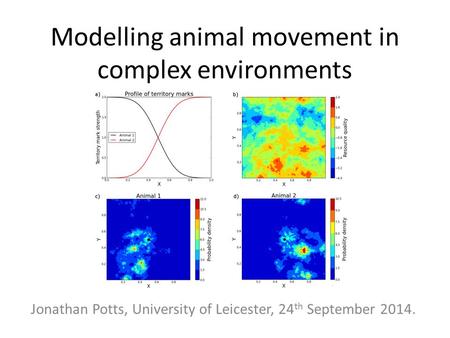 Modelling animal movement in complex environments Jonathan Potts, University of Leicester, 24 th September 2014.