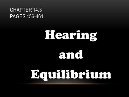 CHAPTER 14.3 PAGES 456-461 Hearing and Equilibrium.