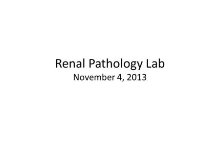 Renal Pathology Lab November 4, 2013. Renal Pathology Lab Case 1.