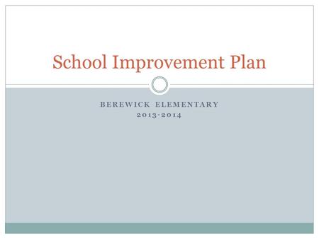 BEREWICK ELEMENTARY 2013-2014 School Improvement Plan.