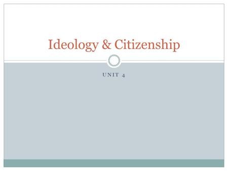 UNIT 4 Ideology & Citizenship. HOW DID YOU COME TO THIS CONCLUSION? WHAT FACTORS SHAPED THIS ANSWER? What is your citizenship?