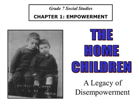 Grade 7 Social Studies CHAPTER 1: EMPOWERMENT A Legacy of Disempowerment.