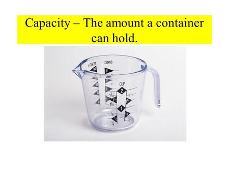Capacity – The amount a container can hold.