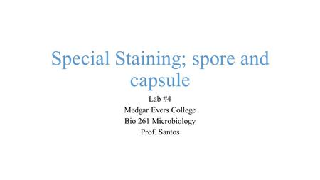 Special Staining; spore and capsule