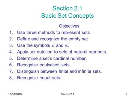 Section 2.1 Basic Set Concepts
