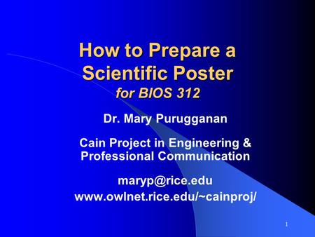 How to Prepare a Scientific Poster for BIOS 312