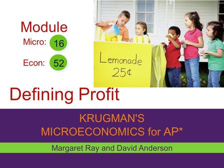Defining Profit Module KRUGMAN'S MICROECONOMICS for AP* Micro: