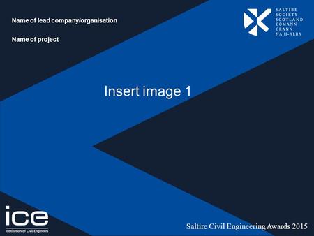 Name of lead company/organisation Name of project Insert image 1 Saltire Civil Engineering Awards 2015.