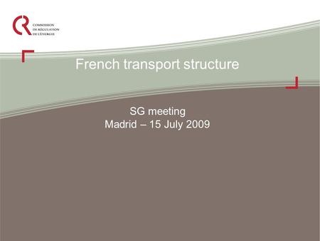 French transport structure SG meeting Madrid – 15 July 2009.