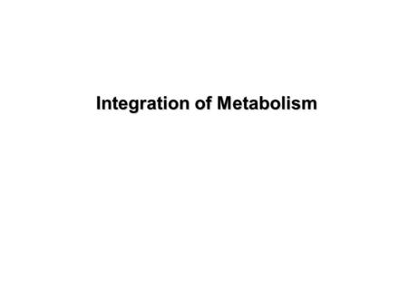 Integration of Metabolism. Insulin regulation Glucagon regulation Metabolic Regulation in the Fed State Insulin stimulation: Insulin stimulation: Glucose,