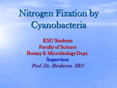 Nitrogen Fixation by Cyanobacteria