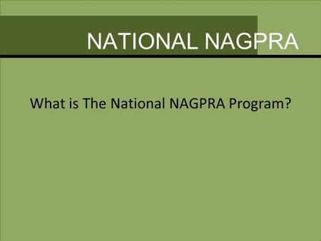 NATIONAL NAGPRA What is The National NAGPRA Program?